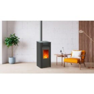 Poêle à granulés Etanche Connecté EMAFLAM REVA 9 kW Noir + Kit ventouse